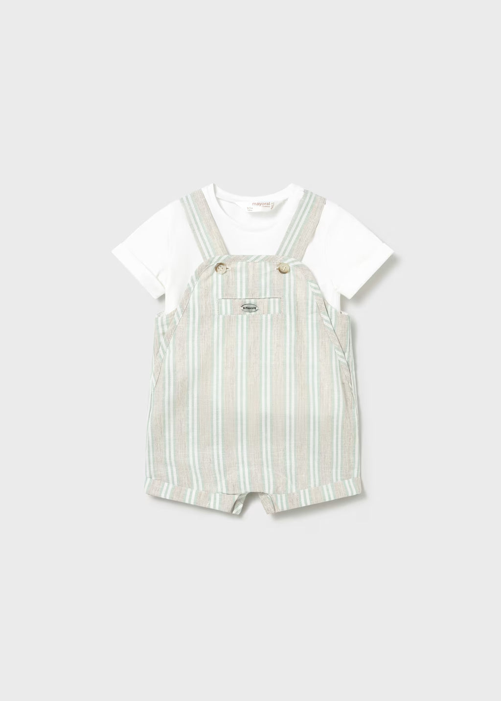 Conjunto jardineira riscas e t-shirt recém nascido