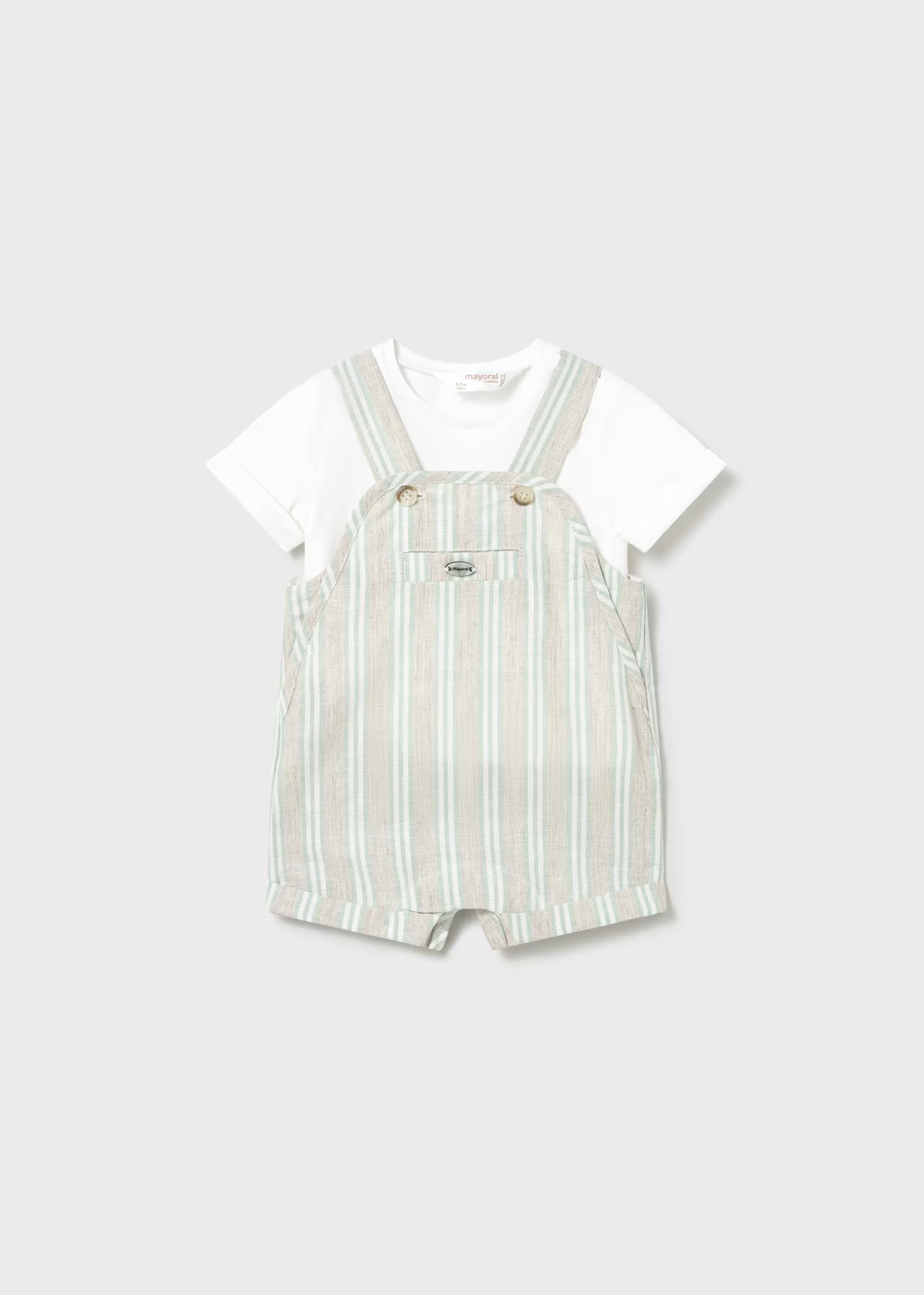 Conjunto jardineira riscas e t-shirt recém nascido